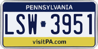 PA license plate LSW3951