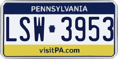 PA license plate LSW3953
