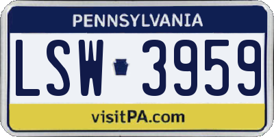 PA license plate LSW3959