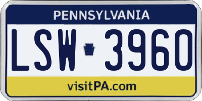 PA license plate LSW3960