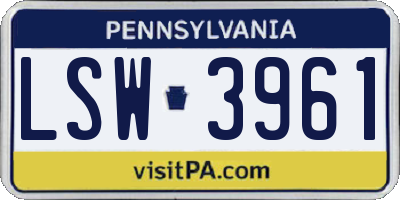 PA license plate LSW3961