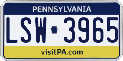 PA license plate LSW3965