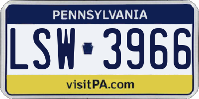 PA license plate LSW3966