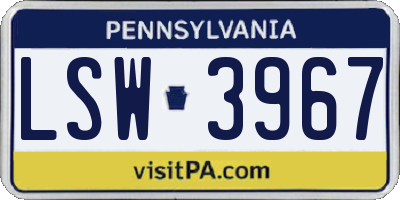 PA license plate LSW3967