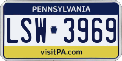 PA license plate LSW3969
