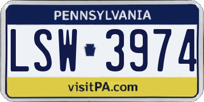 PA license plate LSW3974