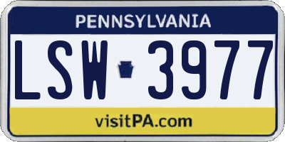PA license plate LSW3977