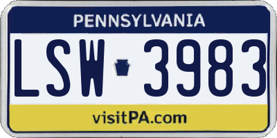 PA license plate LSW3983
