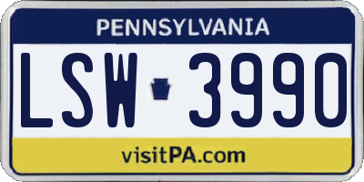PA license plate LSW3990