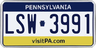 PA license plate LSW3991