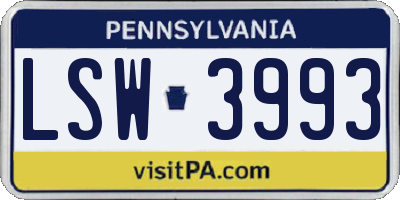 PA license plate LSW3993