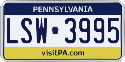 PA license plate LSW3995