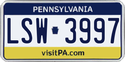 PA license plate LSW3997