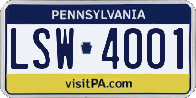 PA license plate LSW4001