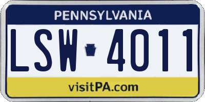 PA license plate LSW4011