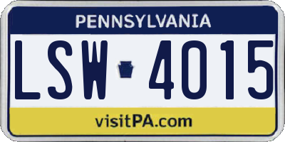 PA license plate LSW4015