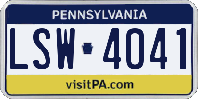 PA license plate LSW4041