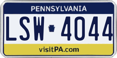 PA license plate LSW4044