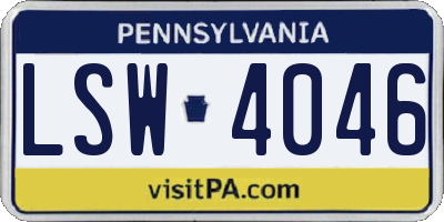 PA license plate LSW4046