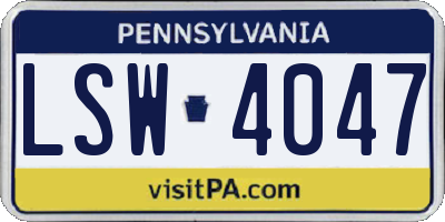 PA license plate LSW4047