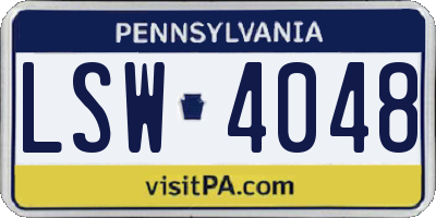 PA license plate LSW4048