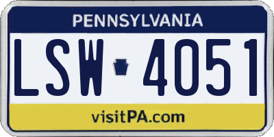 PA license plate LSW4051