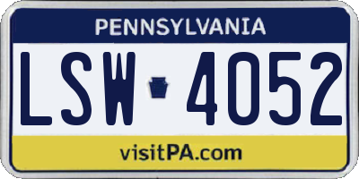 PA license plate LSW4052