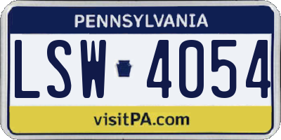 PA license plate LSW4054