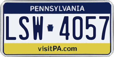 PA license plate LSW4057