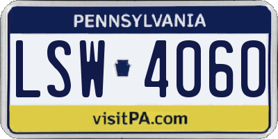 PA license plate LSW4060