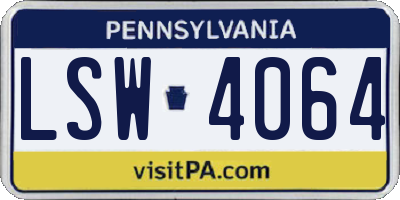 PA license plate LSW4064