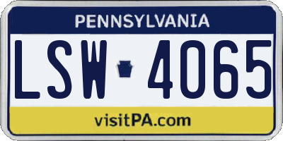 PA license plate LSW4065