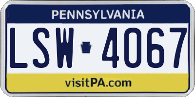 PA license plate LSW4067