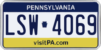 PA license plate LSW4069