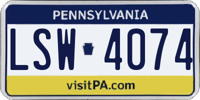 PA license plate LSW4074