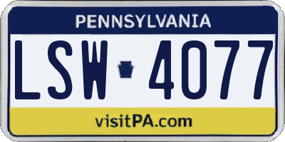 PA license plate LSW4077