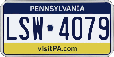 PA license plate LSW4079