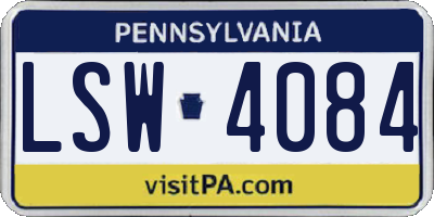 PA license plate LSW4084