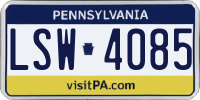 PA license plate LSW4085