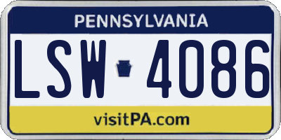 PA license plate LSW4086