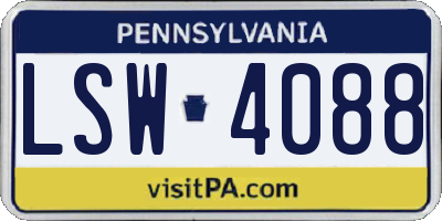 PA license plate LSW4088