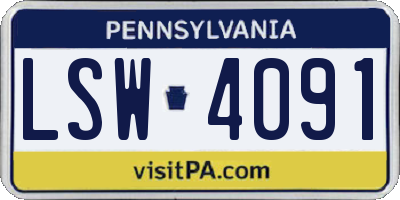 PA license plate LSW4091