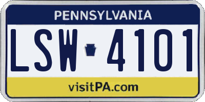 PA license plate LSW4101