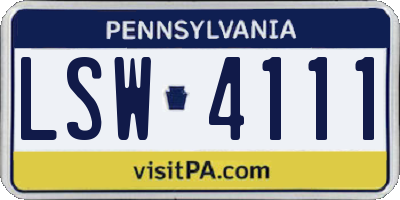 PA license plate LSW4111