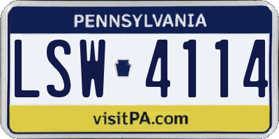 PA license plate LSW4114