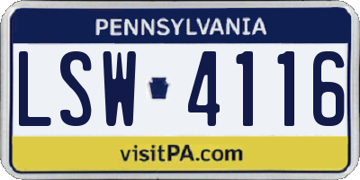 PA license plate LSW4116