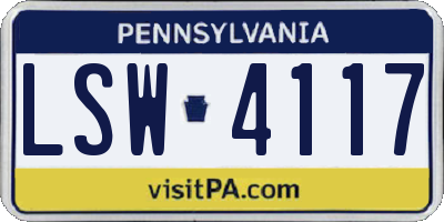PA license plate LSW4117