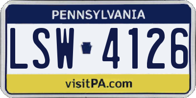 PA license plate LSW4126