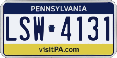 PA license plate LSW4131