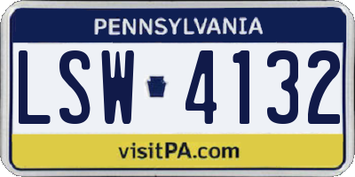 PA license plate LSW4132